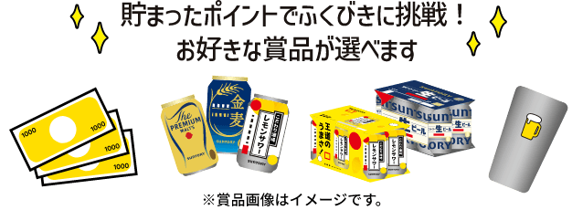 貯まったポイントでふくびきに挑戦 お好きな商品が選べます